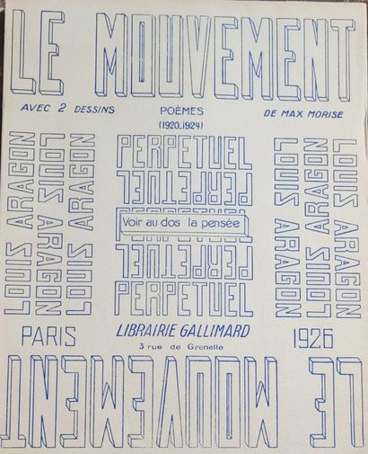 ARAGON Louis LE MOUVEMENT PERPÉTUEL. Paris, Gallimard, 1928. In-4, broché.
Édition...