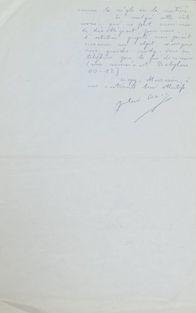 GRACQ Julien LETTRE AUTOGRAPHE SIGNÉE aux Nouvelles Littéraires. 12 juin [1951]....