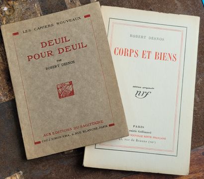 DESNOS Robert CORPS ET BIENS. Paris, Gallimard, 1930. In-12, broché (dos légèrement...