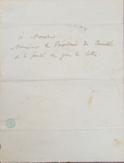BAUDELAIRE Charles Lettre autographe signée au Président du Comité de la Société...