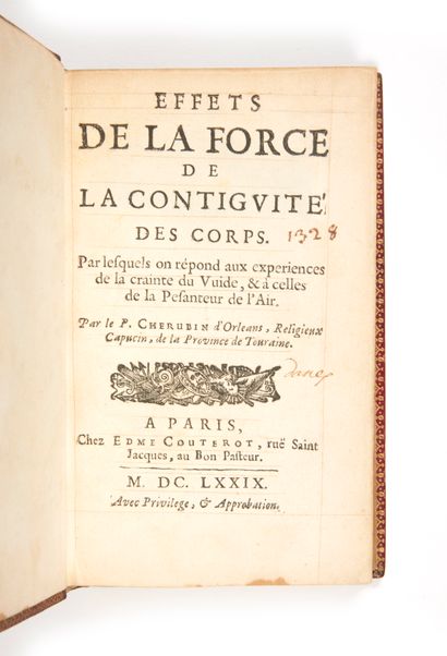CHÉRUBIN D'ORLÉANS Effets de la force de la continuité des corps
Paris, Edmé Couterot,...