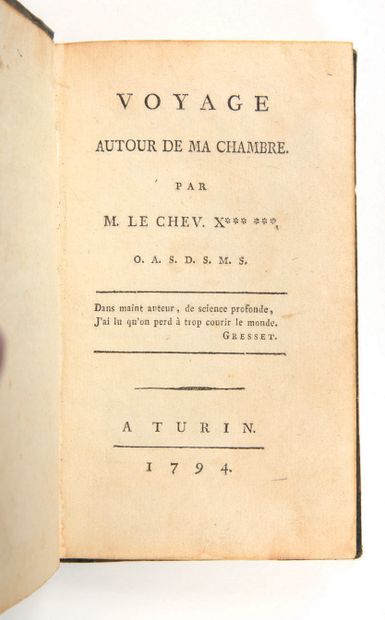 [MAISTRE, Xavier de] Voyage autour de ma chambre
Turin [Lausanne], 1794 [1795]
LE...