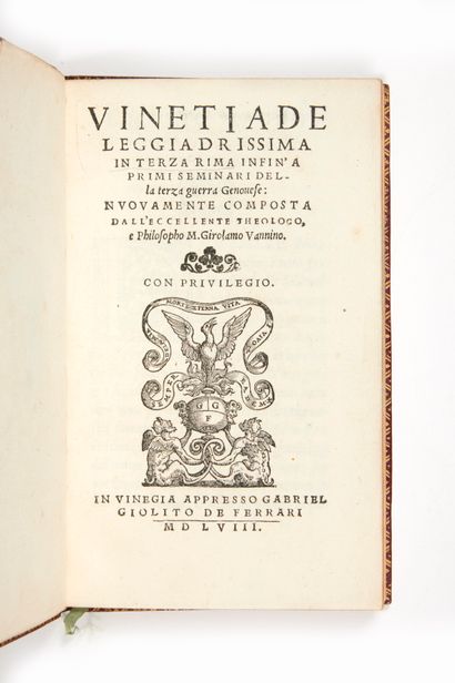 VANNINO, Girolamo Vinetiade leggiadrissima in terza rima infin'a primi seminari della...