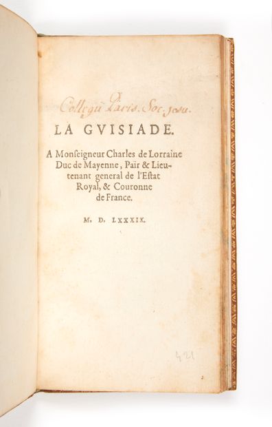 [MATTHIEU, Pierre] La Guisiade. À Monseigneur Charles de Lorraine, Duc de Mayenne...
S.l....