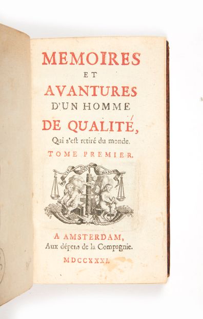 [PRÉVOST D'EXILES, Antoine François, dit l'abbé Prévost] Memoirs and Forewords of...
