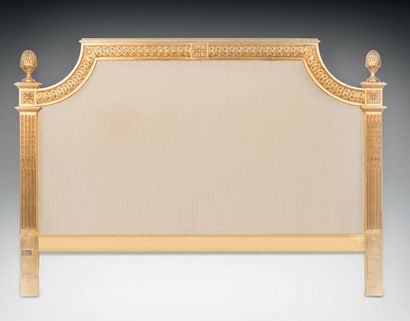 Louis XVI style headboard in gilded wood,...