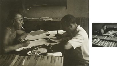 ALEXANDRE TRAUNER (1906-1993) Prévert et Carné rédigent le scénario des Visiteurs...