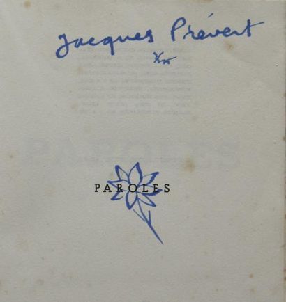 JACQUES PRÉVERT (1900-1977) Paroles. Paris, Gallimard, Éditions du Point du Jour,...