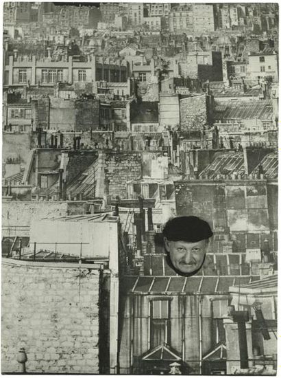 ALEXANDRE TRAUNER (1906-1993) Photomontage toits de Paris, avec la tête d'Alexandre...