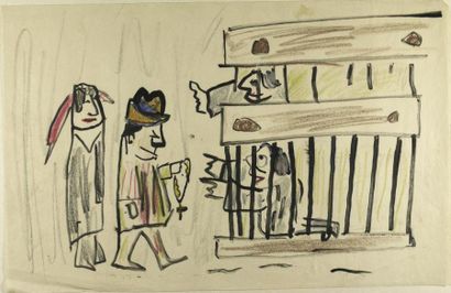 JACQUES PRÉVERT (1900-1977) Dessin original. 27,5 x 42,5 cm. Dessin original sur...