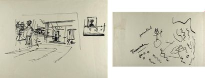 JACQUES PRÉVERT (1900-1977) Dessin original signé. 27 x 42,5 cm, sous encadrement....
