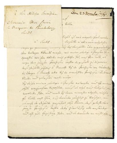 FRÉDÉRIC II ROI DE PRUSSE (1740-1786) Lettre signée «Frédéric» au «Margrave de Brandebourg-...