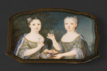 ÉCOLE FRANÇAISE DU DÉBUT DU XVIIIE SIÈCLE Double-portrait figurant Françoise-Marie...