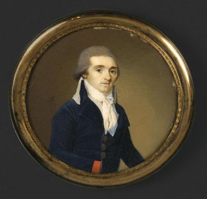 D. M. (ACTIF ENTRE 1788 ET 1796) Portrait de Monsieur DOUAT en uniforme d'officier...