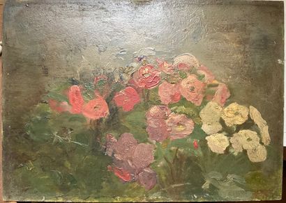 Ecole Moderne Flowers in a field
Oil on cardboard, initials AR on the lower right...