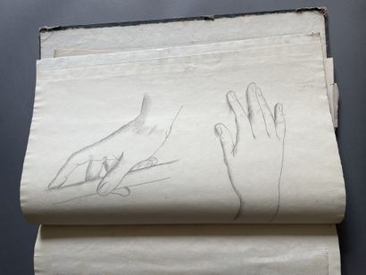 Ecole Française du XVIIIème siècle Cahier de dessins reliés
Pierre noire 41,5 x 30,5...