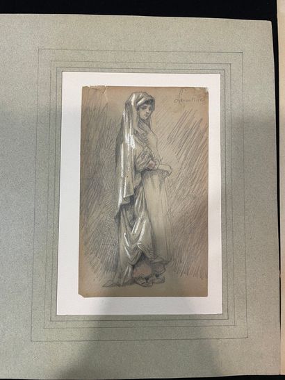 Attribué à Eugène FROMENTIN (1820-1876) -Levantine, crayon, craie blanche, 170 x...