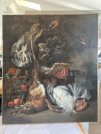 Ecole Hollandaise du XVIIIème siècle Nature-morte au lapin
Huile sur toile
112 x...