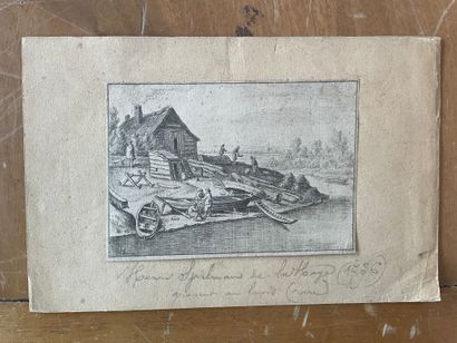 null Hendrik Spilman (1721-1784) Deux paysages lacustres, avec cabanes de pêcheurs...