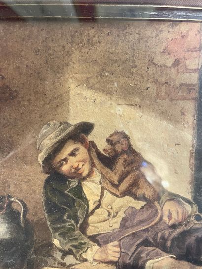 Hector GUIOT (1825-1903) Monkey Showman
Watercolor
18,5 x 24 cm (at sight)