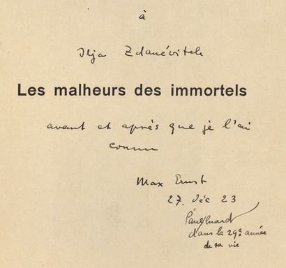 ERNST Max. ELUARD Paul. LES MALHEURS DES IMMORTELS révélés par Paul Eluard et Max... Gazette Drouot