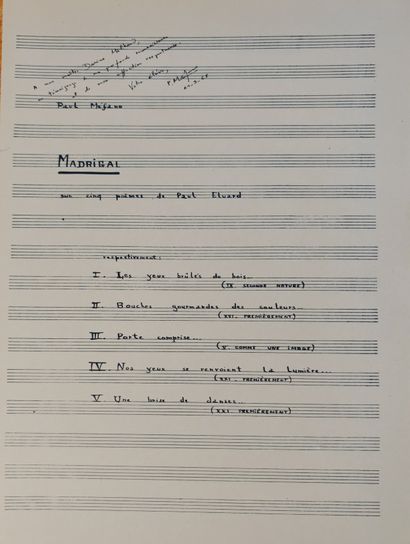 CASELLA Alfredo (1883-1947) Signed musical manuscript, written in 1915, dedicated...