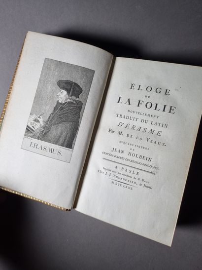 null ÉRASME. Éloge de la folie. Bâle, J. J. Thurneysen, le Jeune, 1780. In-8, veau...