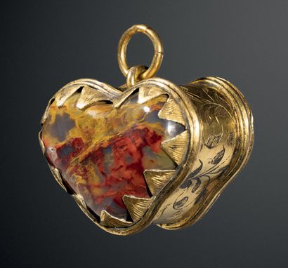 Pendentif talisman en forme de cœur en jaspe...