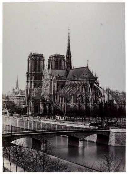 [ÉDOUARD BALDUS] Notre-Dame, Square de l'Archevêché avant la nouvelle morgue Paris,...