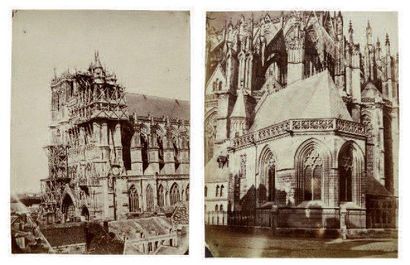DÉSIRÉ LEBEL (1809-1874) Cathédrale d'Amiens Chevet et Vue d'ensemble Amiens, 1852-1854...