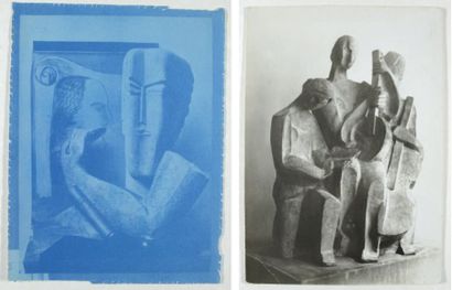 Ossip ZADKINE (1890-1967) Les trois musiciens Le sculpteur Paris, c. 1925 Argentique...