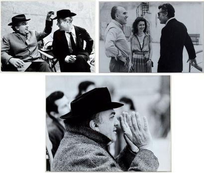 TAZIO SECCHIAROLI (1925-1998) Six portraits Federico Fellini au travail Tournage...