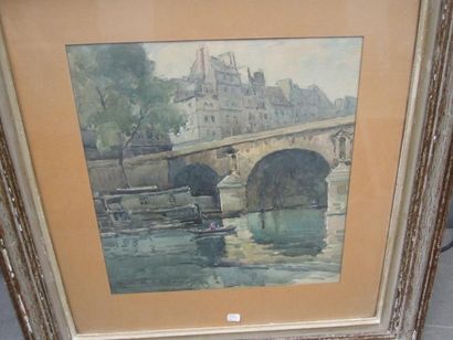 Nicolas MARCOVITCH Suite de 2 ponts de Paris, aquarelles sur papier signées