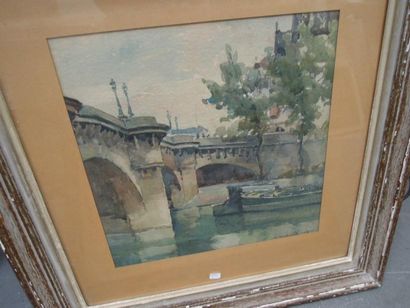 Nicolas MARCOVITCH Suite de 2 ponts de Paris, aquarelles sur papier signées