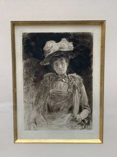 Rodolphe PIGUET (1840-1915) Elégante 1900
Gravure en noir
16 x 12,5 cm