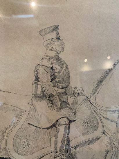 CARAN D'ACHE (1858-1909) Officier à cheval
Crayon sur papier, signé en bas à droite
36...