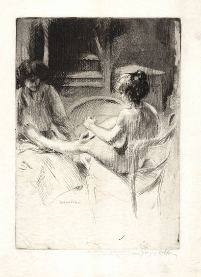 Jacques VILLON (1875-1963) La pédicure, 1907
Pointe sèche et eau-forte sur papier...