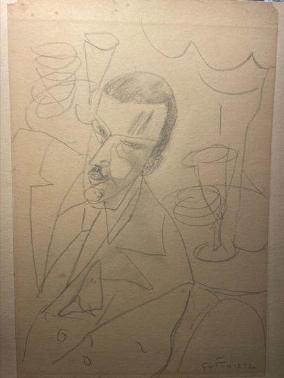 Gonzalo FONSECA (1922-1997) Portrait d'homme
Crayon sur papier, contrecollé sur carton,...