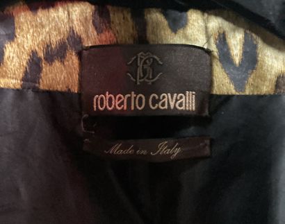Roberto CAVALLI Veste en nylon matelassé à col et parementure plissé, fermeture zippée,...