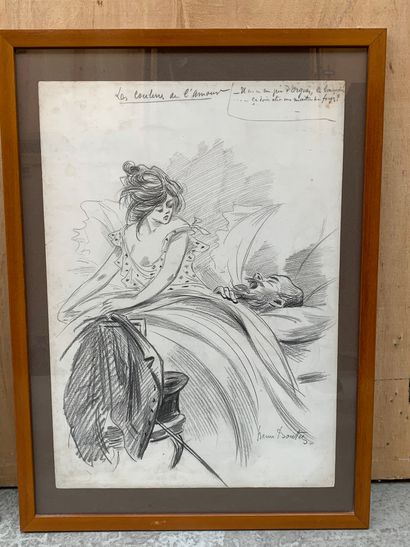 Henri BOUTET (1851-1919) Les couleurs de l'amour
Deux dessins au fusain et crayon,...