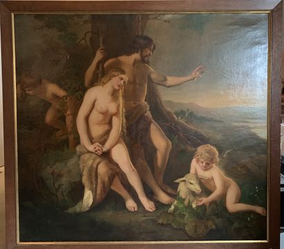 Ecole Française du XIXème siècle Adam et Eve
Huile sur toile
157 x 173 cm
(Accidents...