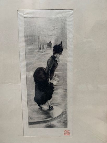 Henri BOUTET (1851-1919) Carrefour de l'Observatoire ; Femme au chapeau dans la rue
Deux...