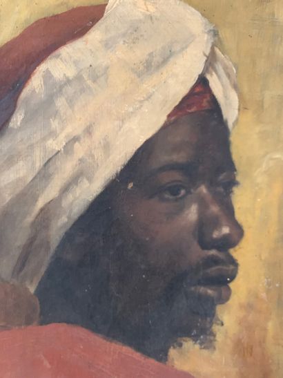 Ecole Française de la fin du XIXème siècle Portrait d'homme au turban
Huile sur toile
46...