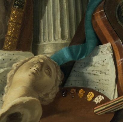 THOMAS GERMAIN DUVIVIER (1735-1814) Les attributs des arts Toile 114 x 85 cm Provenance:...