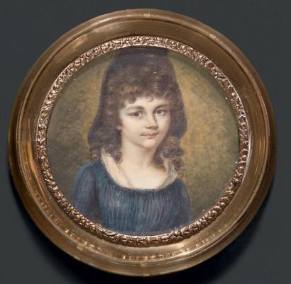 JOSEPH DERANTON (NANCY, 1756 - PARIS, 1832 ?) Portrait de jeune fille, en buste presque...