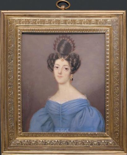 ANNE-NICOLE VOULLEMIER (CHÂTILLON SUR SEINE, 1796 - 1886) Portrait de Mademoiselle...
