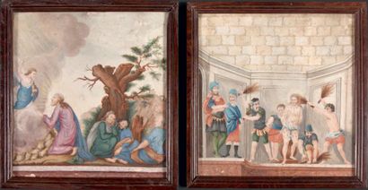 Ecole italienne du XVIIe siècle La Flagellation du Christ Le Christ au jardin des...