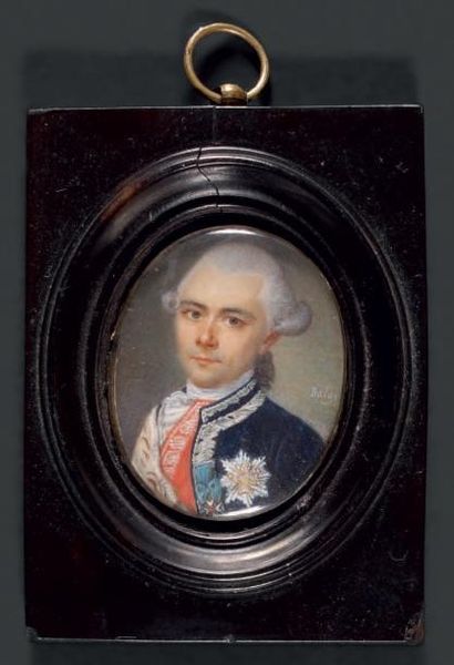 École FRANÇAISE de la seconde moitié du XVIIIe siècle Portrait en miniature d'un...