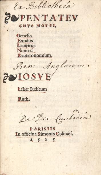 null BIBLE. - Biblia. Paris, Simon de Colines, 1524-1540. Ensemble 8 parties en 13...