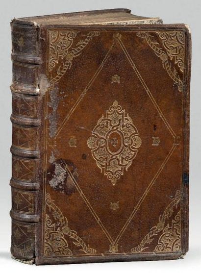 null BIBLE. - Biblia. Paris, Robert Estienne, 1528. In-folio, maroquin fauve, deux...